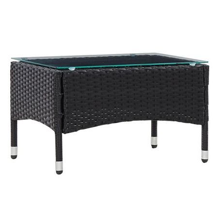 Table basse de jardin verre et résine tressée noire Jaade