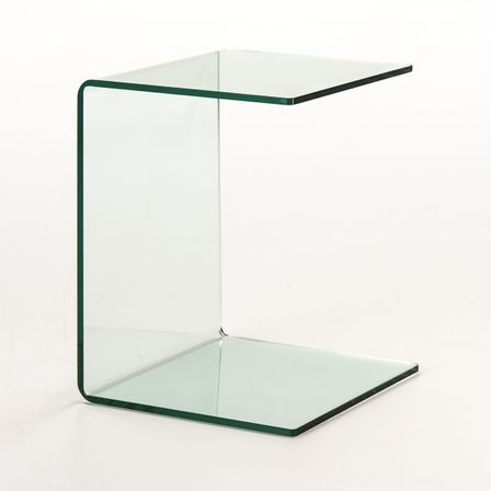 Table d'appoint design en verre trempé transparent ANGELA – 40 × 40 cm – Style contemporain