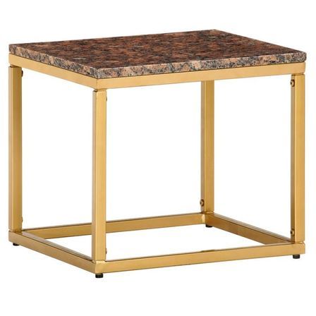 Table basse effet marbre rouge et pieds métal doré Ynoa 40 cm