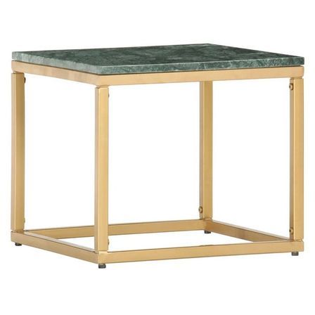 Table basse effet marbre vert et pieds métal doré Ynoa 40 cm