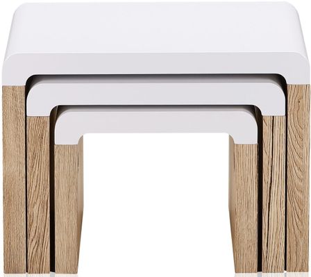 Table basse gigogne en bois blanc et naturel Sonia