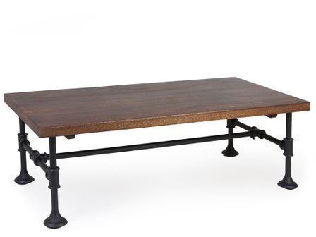 Table basse industrielle KUBA – Bois de manguier & fer noir – 120 cm