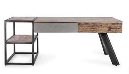 Table basse industrielle MANCHESTER 2 tiroirs – Bois de manguier & pieds acier noir