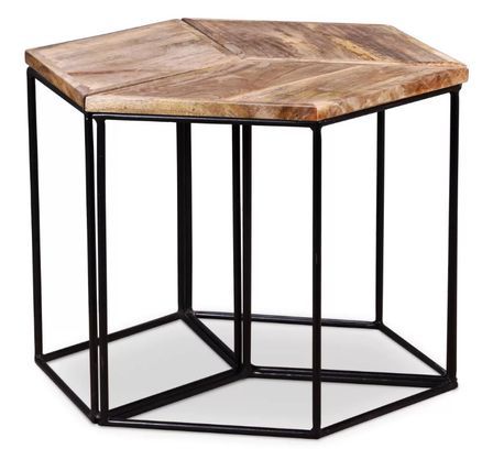 Table basse manguier clair et pieds métal noir Vinck
