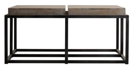 Table basse manguier massif clair et pieds métal noir Pastol