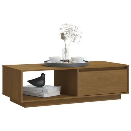 Table basse Marron miel 110x50x33,5 cm Bois de pin massif
