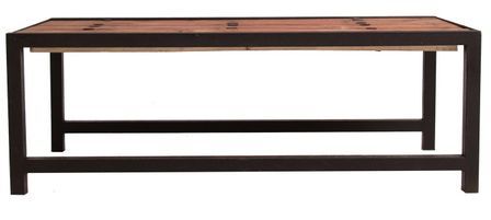 Table basse métal noir et plateau orme massif clair Kira