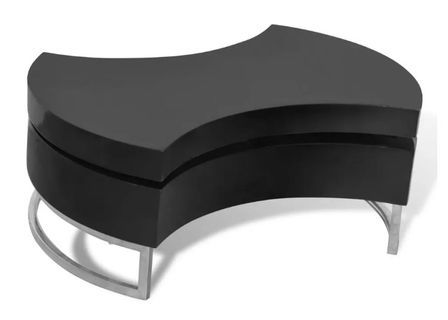 Table basse modulable bois noir brillant et métal chromé Snook