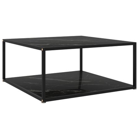 Table basse Noir 80x80x35 cm Verre trempé 2
