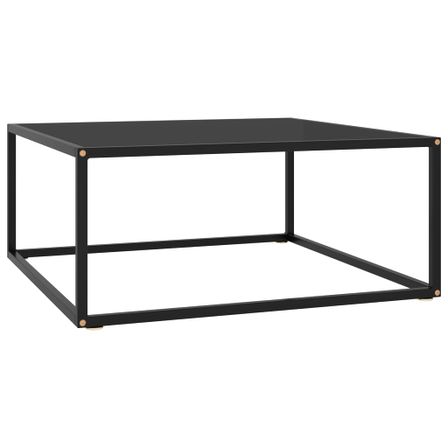 Table basse Noir avec verre noir 80x80x35 cm