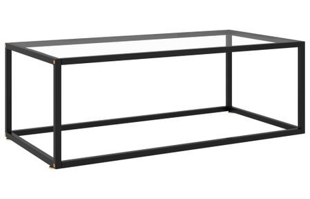 Table basse Noir avec verre trempé 100x50x35 cm