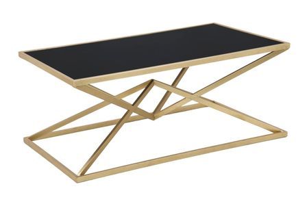 Table basse Piramide métal doré verre noir design luxe