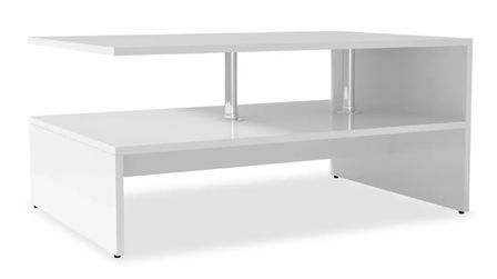 Table basse rectangulaire 2 plateaux bois blanc brillant Winter