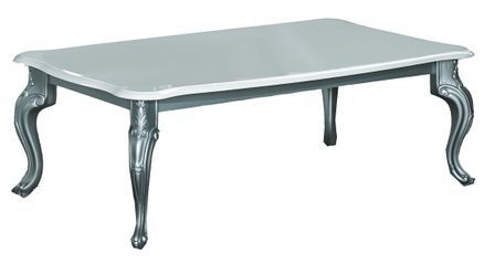 Table basse rectangulaire bois laqué blanc et argent Dannie