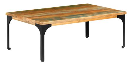 Table basse rectangulaire bois massif recyclé et métal noir Boust 2