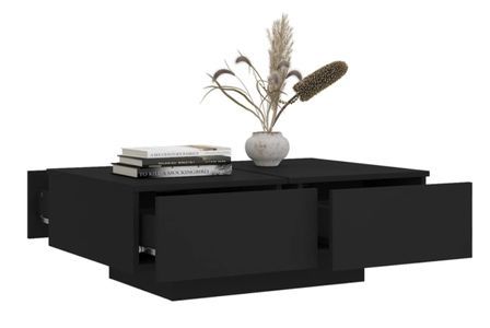 Table basse rectangulaire en bois avec rangement Komira 90 cm - Bois d'ingénierie