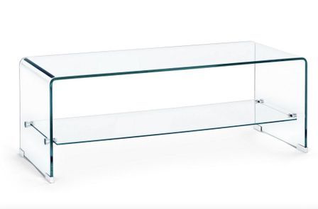 Table basse rectangulaire en verre transparent IRIDE