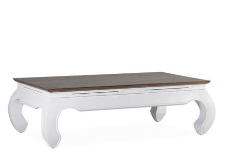 Table basse rectangulaire KOREST 4 pieds – Bois massif blanc et marron