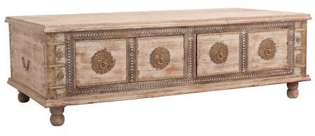 Table basse rectangulaire manguier massif clair décapé Donte