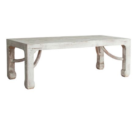Table basse rectangulaire pin massif recyclé blanc vieilli Ivy
