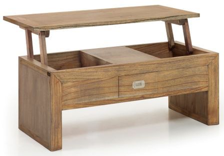 Table basse rectangulaire relevable en bois massif naturel MAZARI