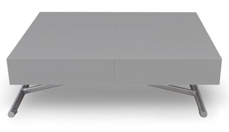 Table basse relevable et extensible bois gris clair laqué Sunda
