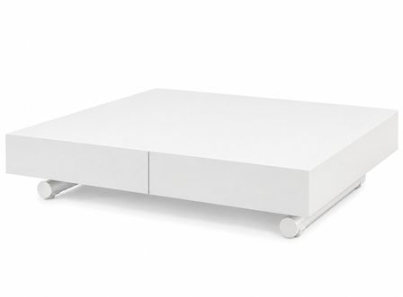 Table basse relevable extensible ALEXANDRA blanc satiné 120 à 220 cm – Design italien