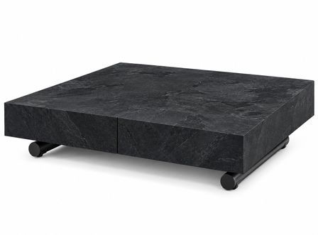 Table basse relevable extensible ALEXANDRA gris ardoise et acier anthracite 120 à 220 cm – Design italien