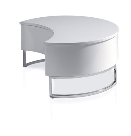 Table basse relevable Laquée Blanc Pied acier chromé Luna