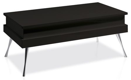 Table basse relevable Laquée Noir Pied acier chromé Simpla
