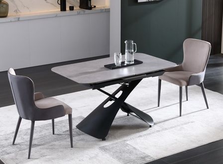 Table basse relevable transformable en table à manger effet marbre gris Visia