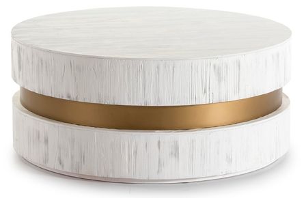 Table basse ronde bois blanc et métal doré Klass H 43