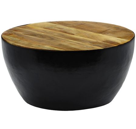 Table basse ronde bois clair et métal noir Unio