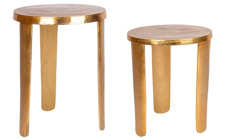 Table basse ronde en aluminium doré Véra - Lot de 2