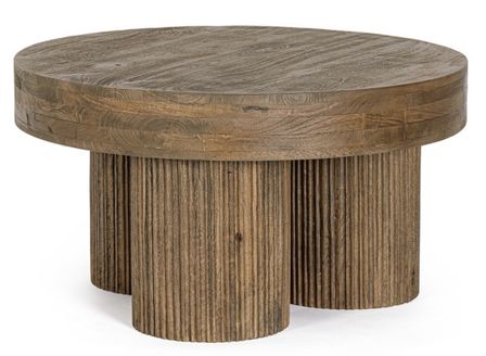 Table basse ronde en bois massif Bozar 75 cm