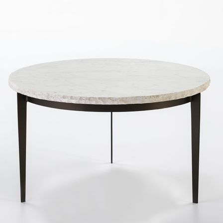 Table basse ronde marbre blanc et métal doré Guaie H 46 cm