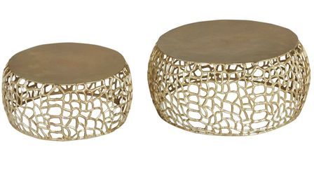 Table basse ronde métal doré Panas - Lot de 2