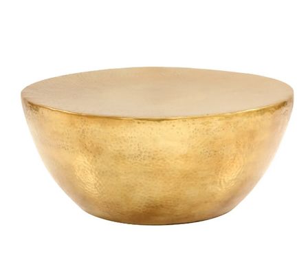 Table basse ronde métal martelé doré Sym D 70 cm