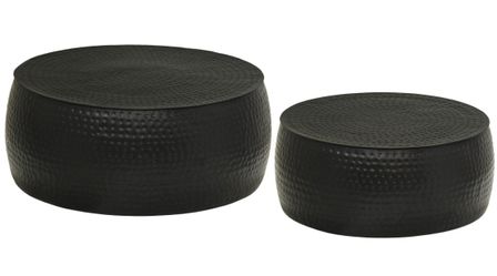 Table basse ronde métal martelé noir Sphinx - Lot de 2