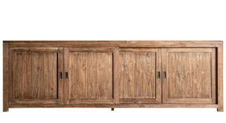 Buffet 4 portes NYSTED – Teck recyclé et bois de chemin de fer marron