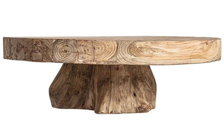 Table basse ronde NYSTED — bois de chemin de fer, pièce unique