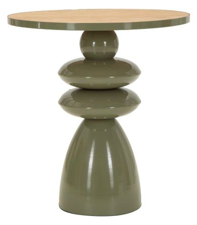Table basse ronde verte en métal et bois Caro