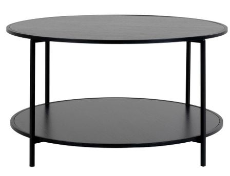 Table basse ronde VITA Ø80 cm - Bois naturel ou métal noir