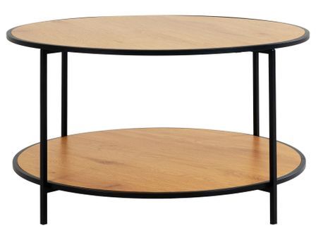 Table basse ronde VITA Ø80 cm - Bois naturel ou métal noir