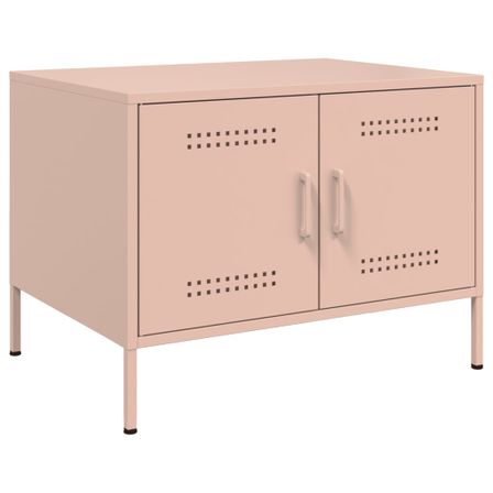 Table basse rose 68x50x50,5 cm acier laminé à froid