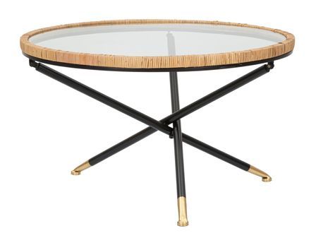 Table basse Saint Barth ronde rotin verre design