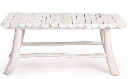 Table basse SAKY – bois massif de teck blanchi – 90 x 60 cm