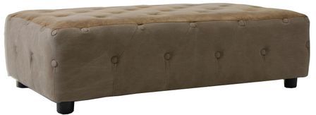 Table basse tissu marron et pieds bois d'eucalyptus Siors