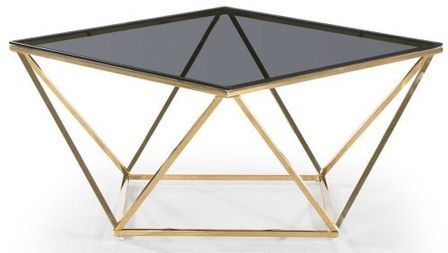 Table basse verre fumé et pieds doré Loulou