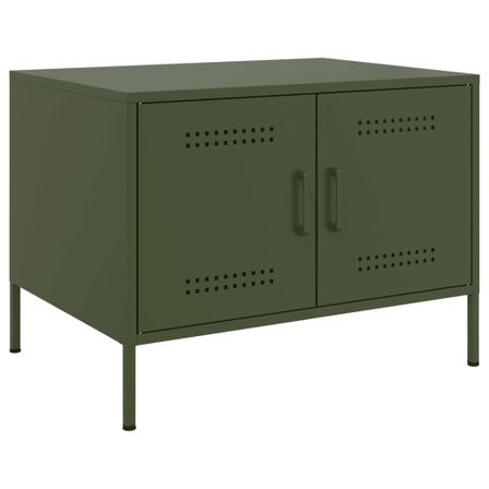 Table basse vert olive 68x50x50,5 cm acier laminé à froid